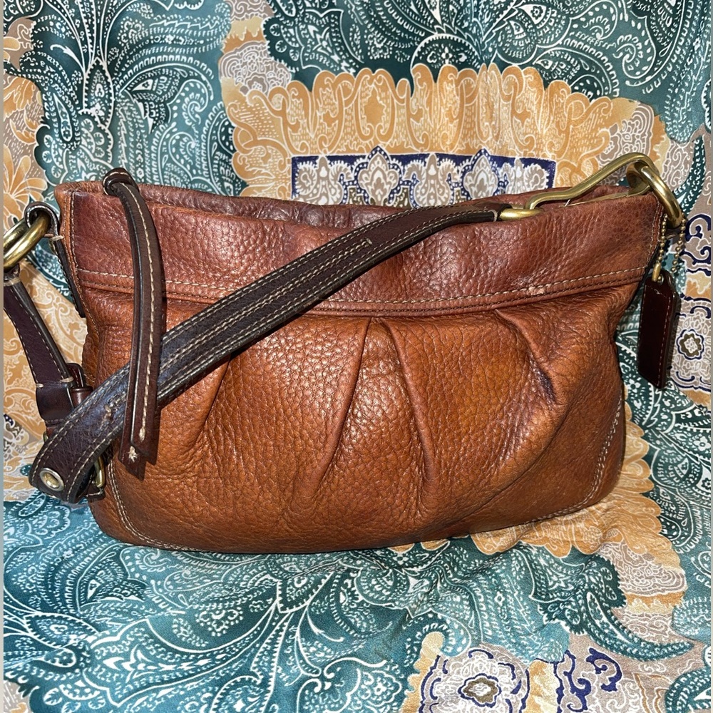 Coach Brown Pebbled Leather Hobo with Dark Brown Strap